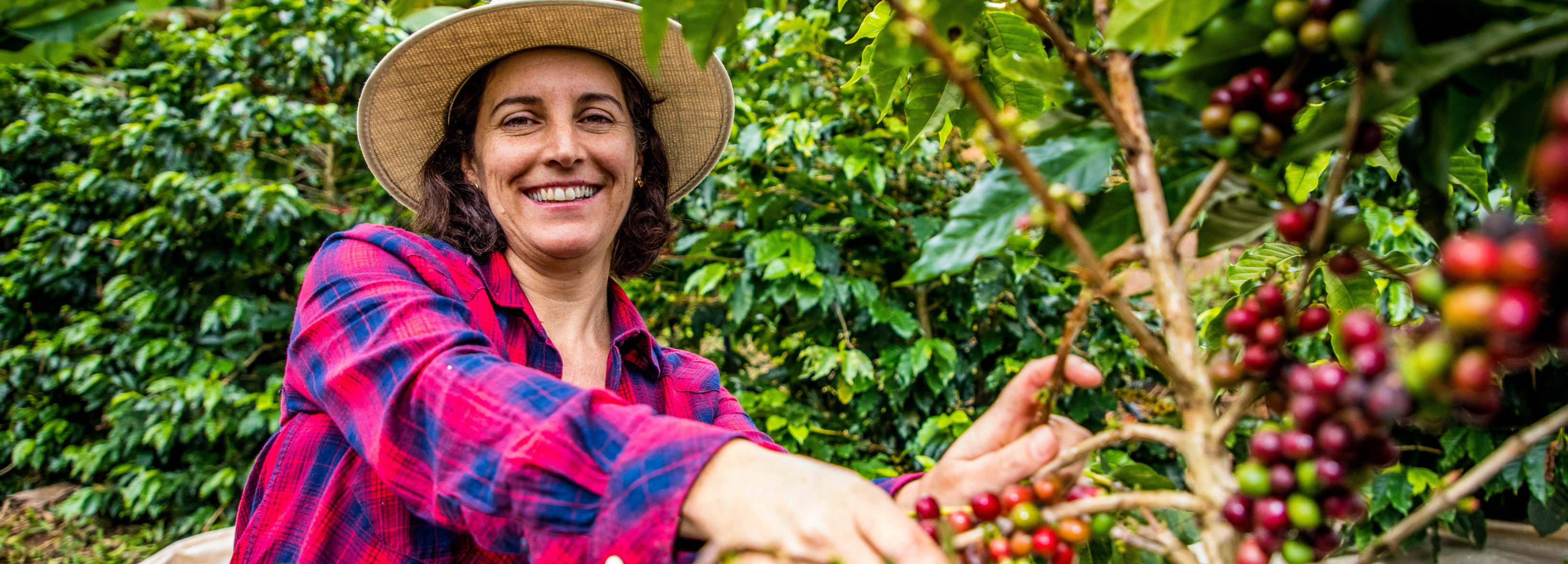 woman with coffee beans